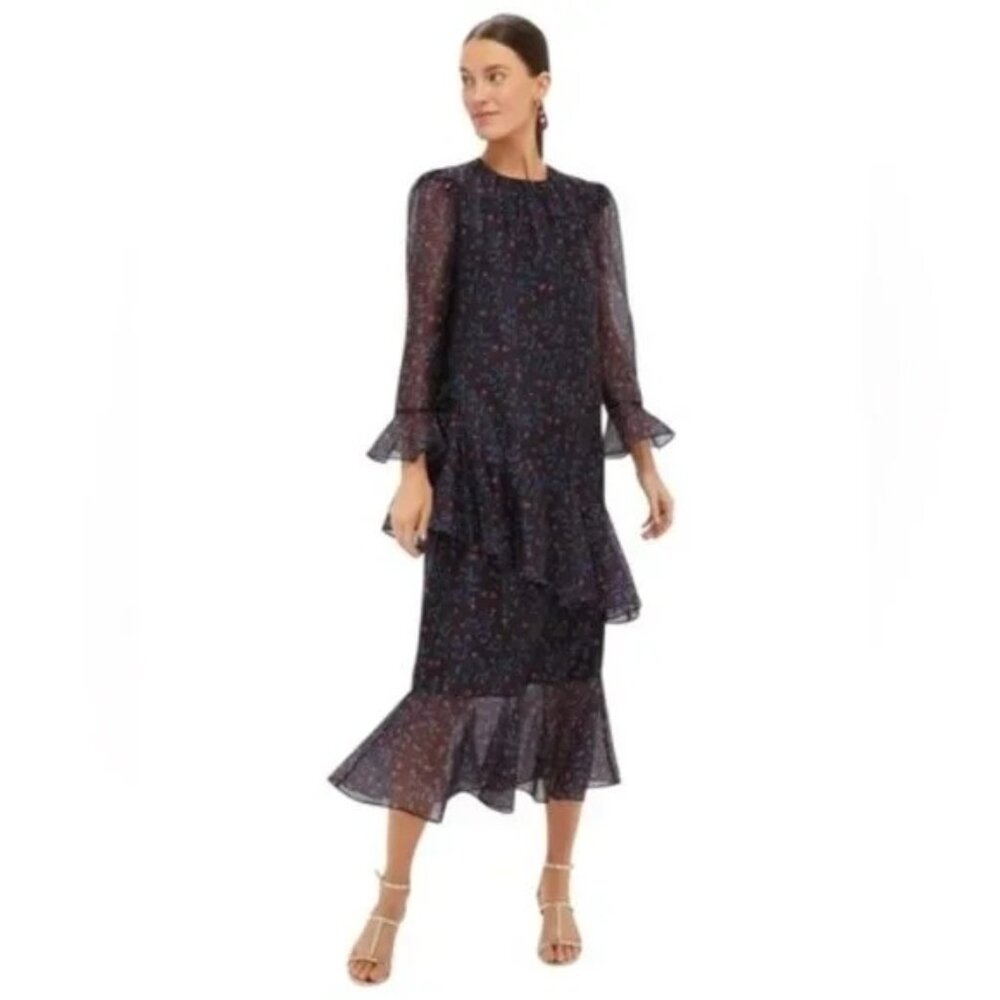Tuckernuck Midnight Oleander Sasha Dress in Navy XXXLarge New Womens Midi Floral